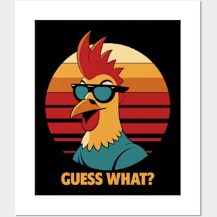 chicken rooster with sunglasses t shirt design Posters and Art